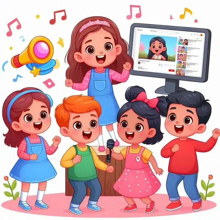 Avisual representation of little children vibing to music