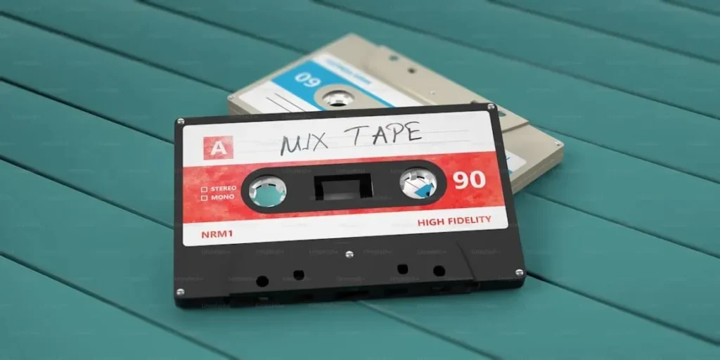 1970s-1980s party music. Vintage audio cassettes, text mix tape on the label isolated on a wooden background. Image by Getty Images on Unsplash
