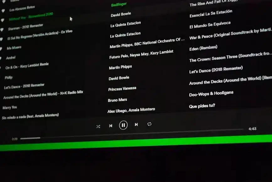 a computer screen with a bunch of music on it