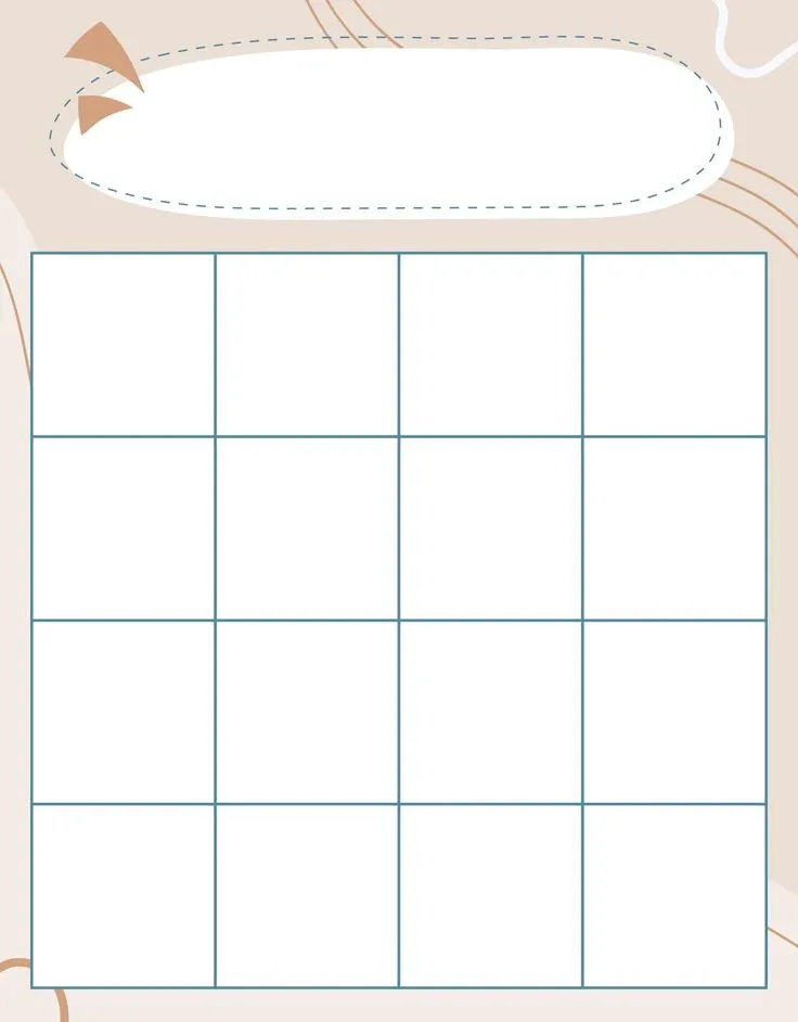 Blank bingo card printable template for custom designs